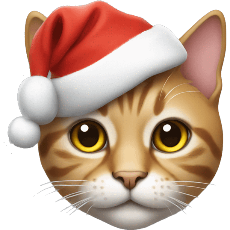 a cat with a christmas hat emoji