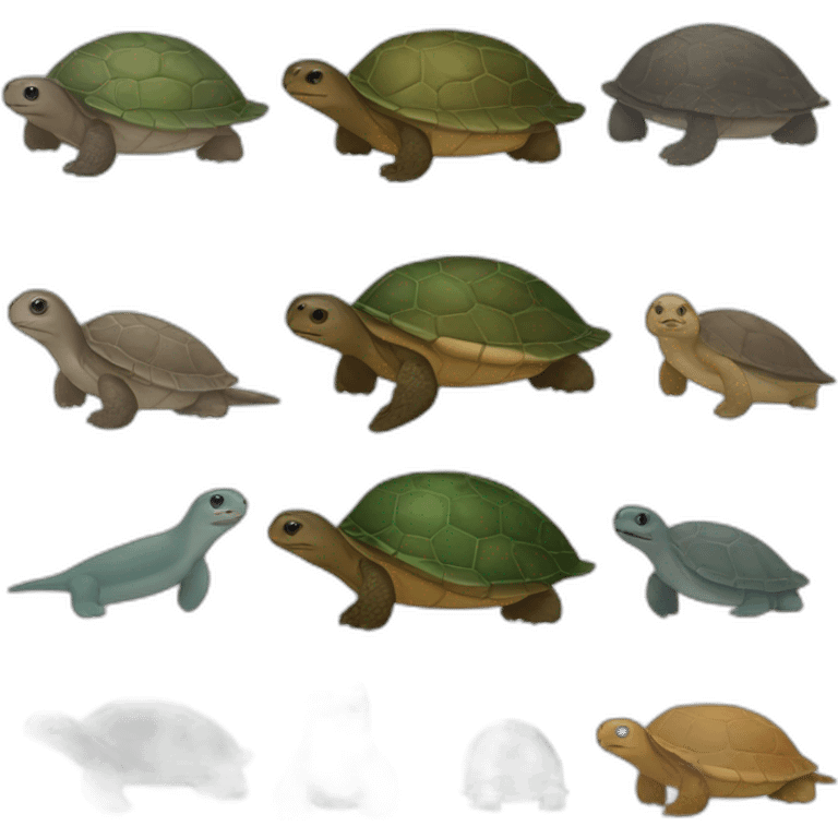 Une tortue avec une loutre sur le dos emoji