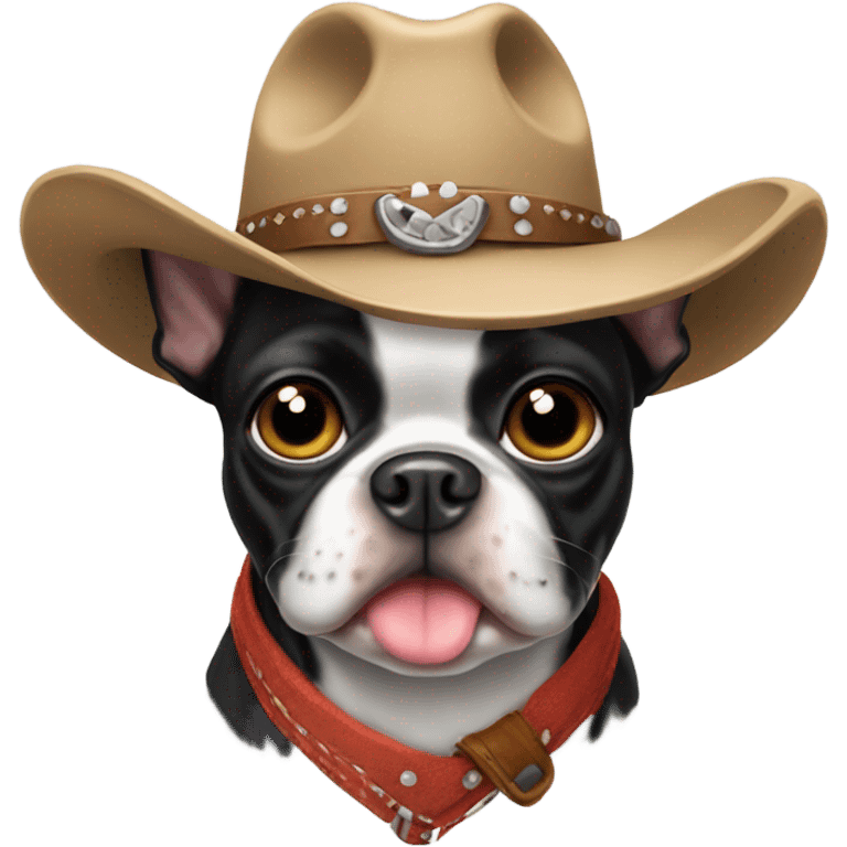 boston terrier wearing a cowboy hat emoji