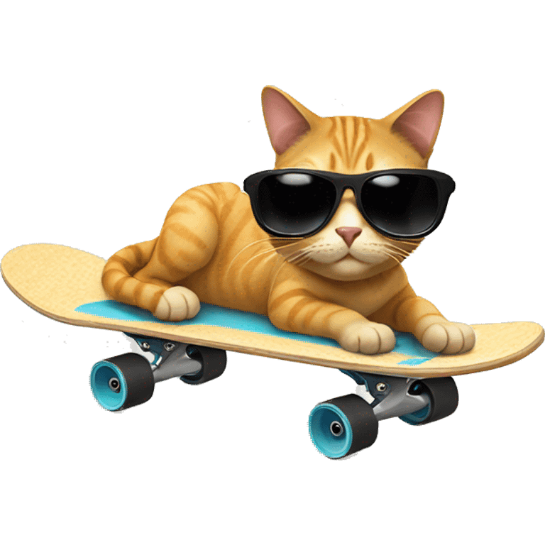 Cat with sunglasses on a skateboard emoji