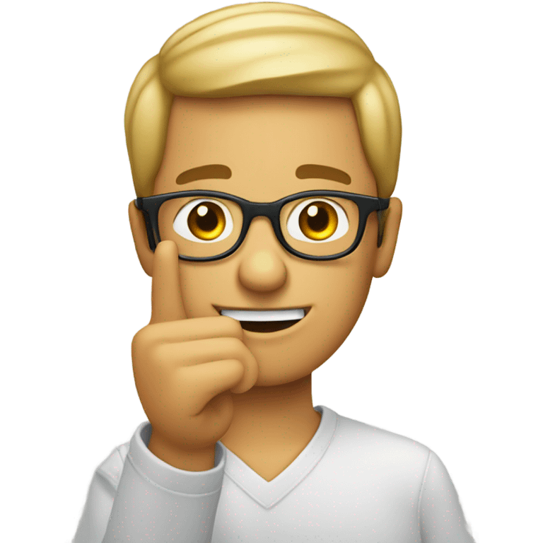 Guy with glasses emoji saying the 100 emoji whilst holding his glasses between his index finger and thumb emoji