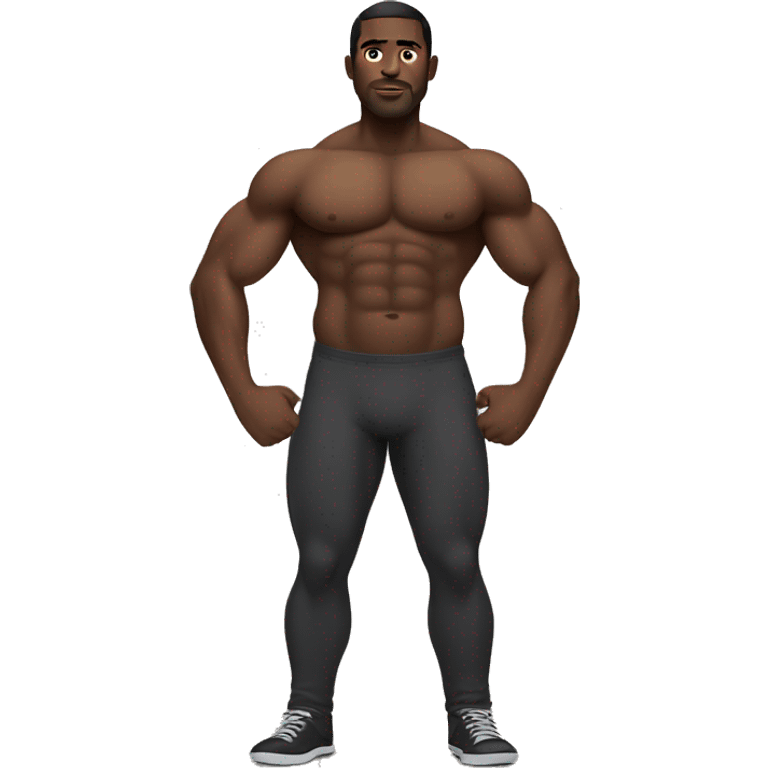 full body muscular black man with huge belly emoji