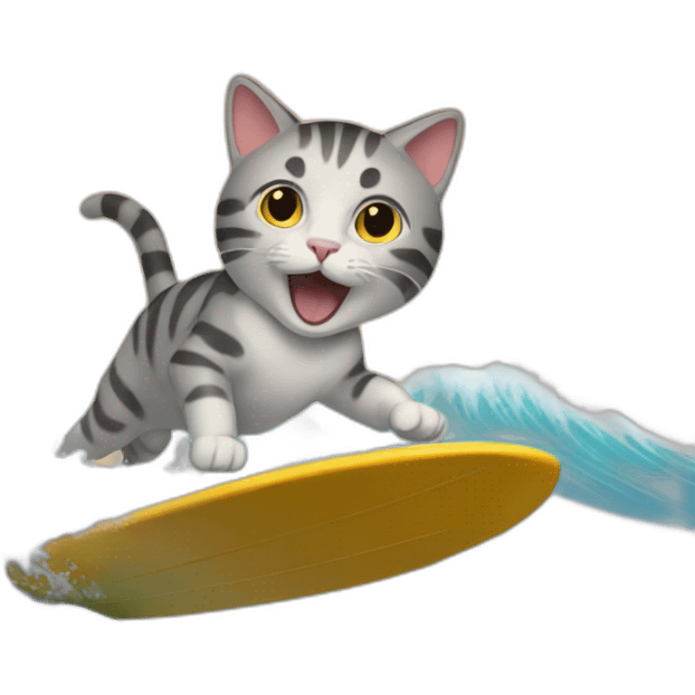 Cat surfing in wave emoji