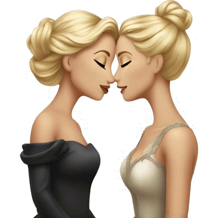 2 women princesses couple blonde deep kiss emoji