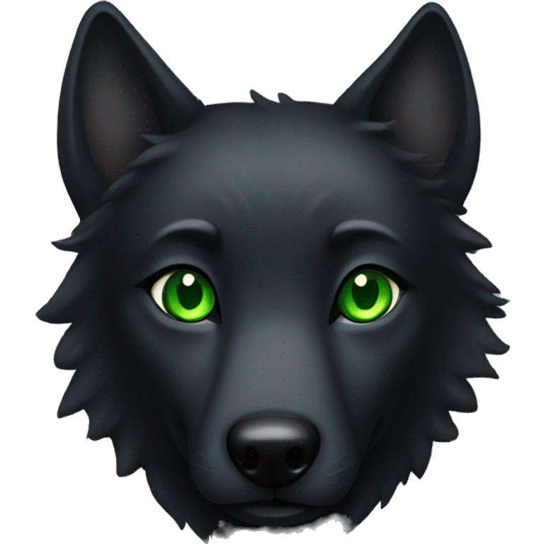 Black wolf with green eyes heart  emoji