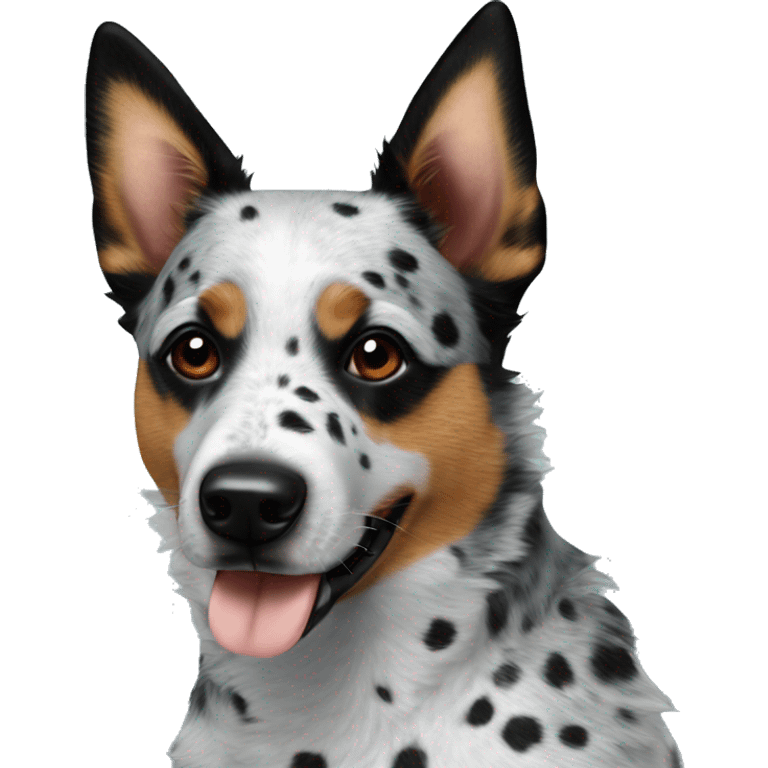 Blue heeler with black spots on nose, wavy fur emoji