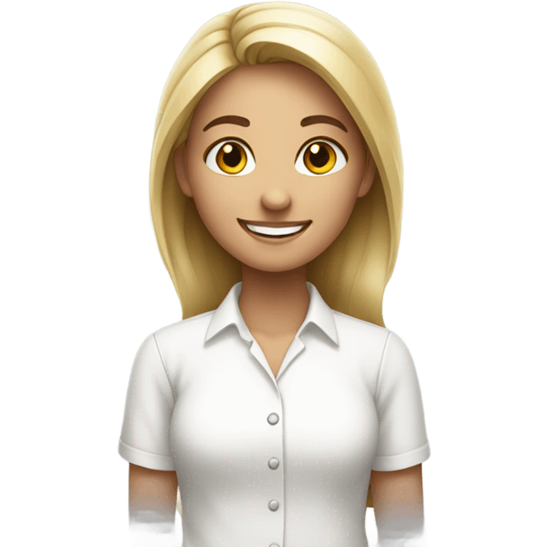 smiling girl in white shirt emoji