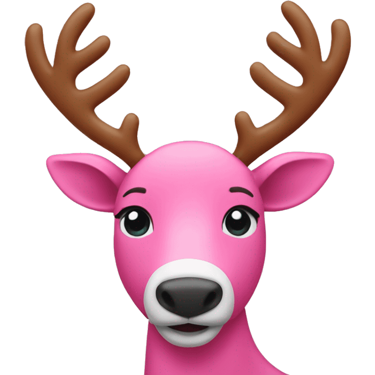 a pink raindeer with christmas lights  emoji