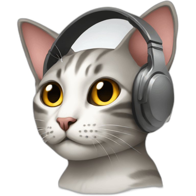 Cat listening to metal music emoji