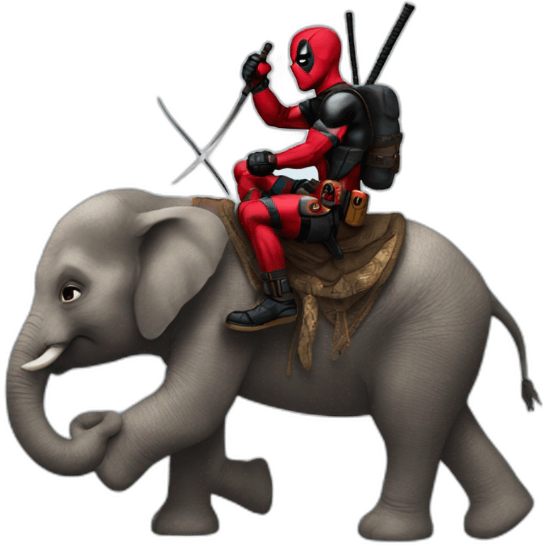 Deadpool riding on an Elephant  emoji