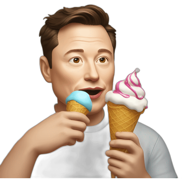 Cartooney Elon Musk eating an ice cream, iOS emoji emoji