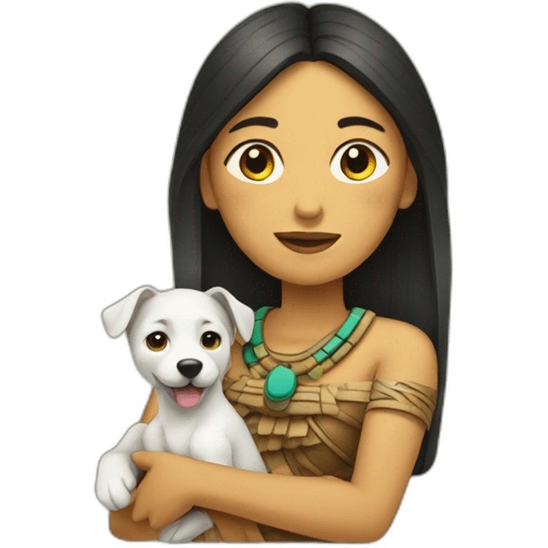 Yucatec Maya woman with puppy emoji