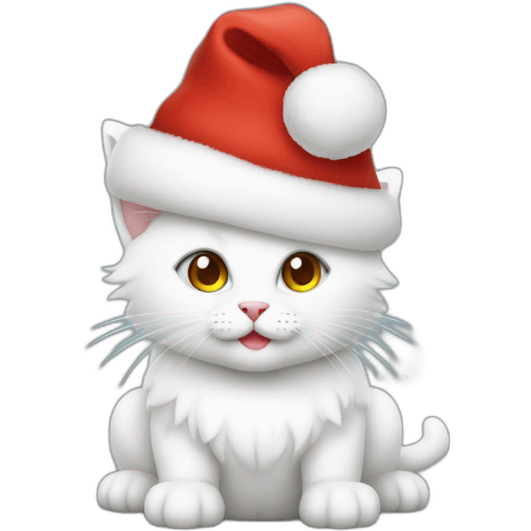 christmas white kitty in red hat emoji