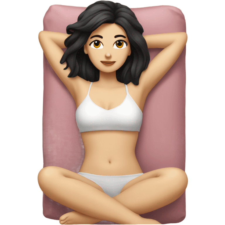 white girl with black hair sunbathing  emoji