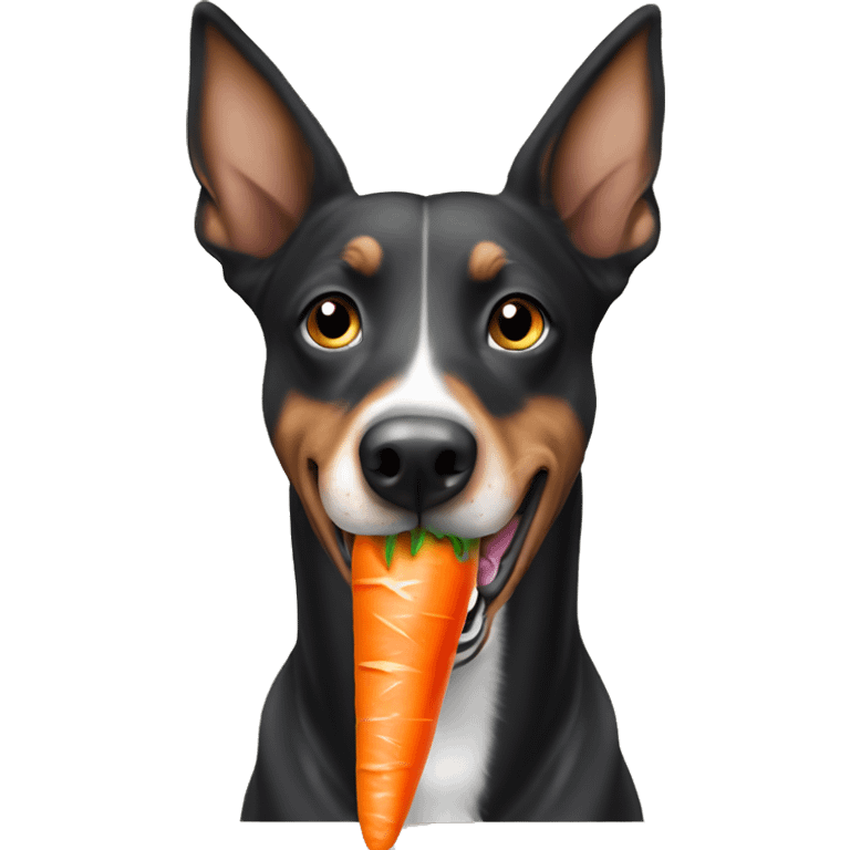 kelpie cross dog eating a carrot ￼ emoji