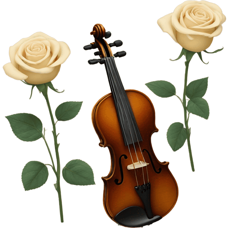 vintage violin and beige roses emoji