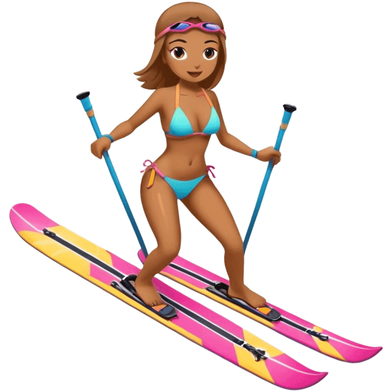 woman in bikini on skis emoji