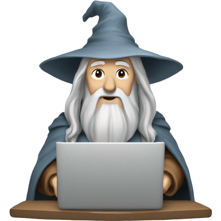 gandalf the wizard using laptop emoji