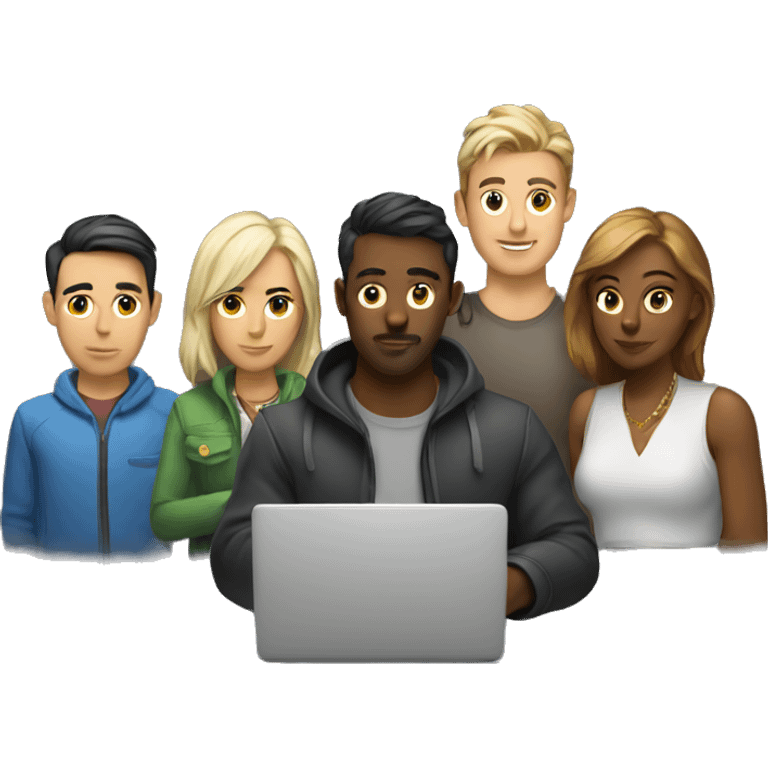 group of developers with a laptop emoji