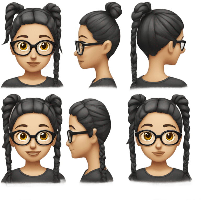 Nerd emoji girl pigtails and glasses emoji