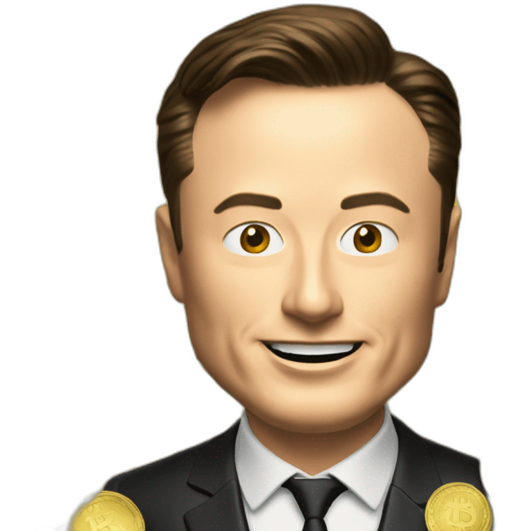 Bitcoin with elon musk's face on it emoji