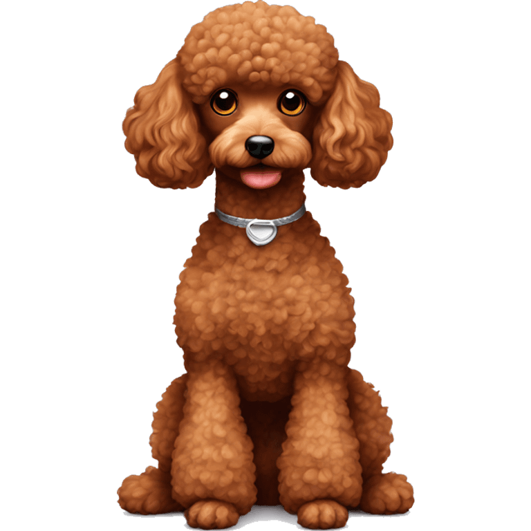 Red toy poodle with silver poodle emoji