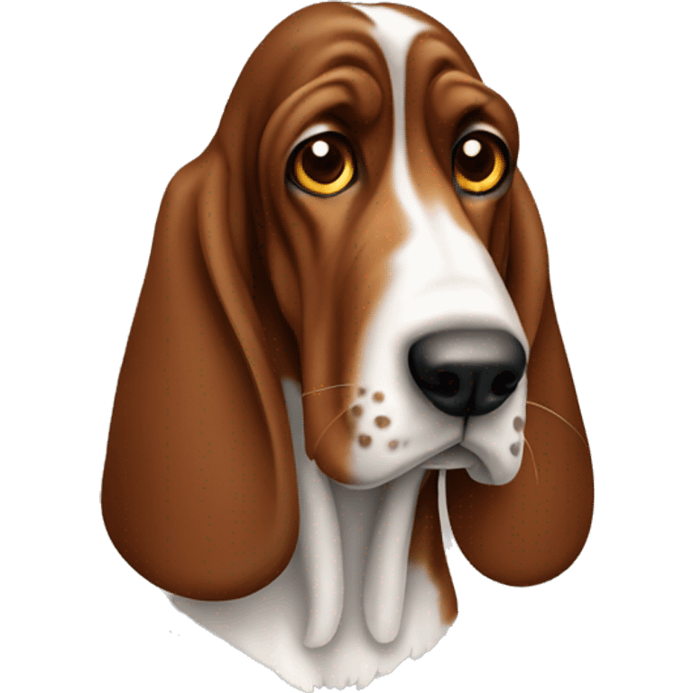 Brown basset hound with dotted nose emoji