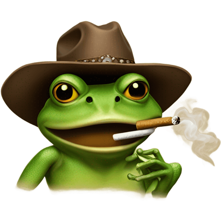 Cowboy frog smoking emoji