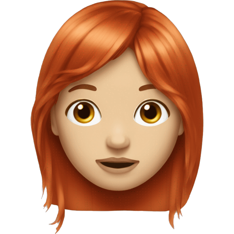 red head girl long hair curtain bangs emoji