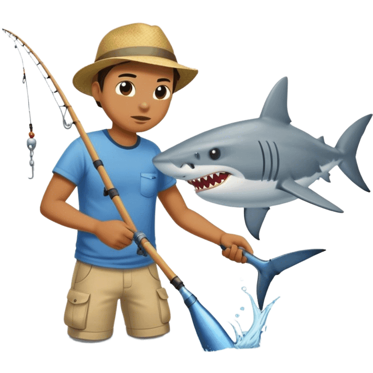 Fishing a shark out of water emoji