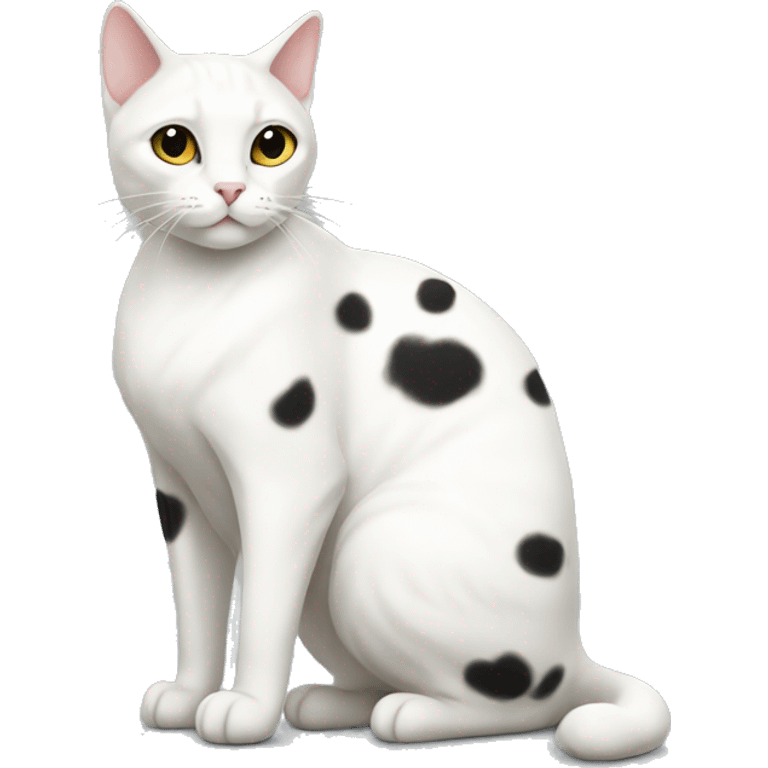 full body cat (white cat with black spots)  emoji