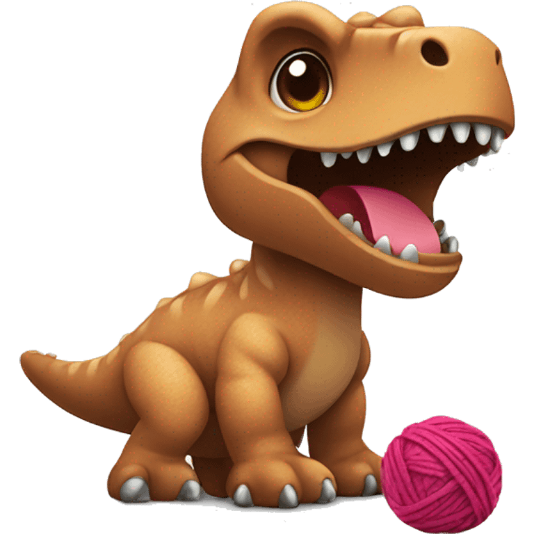 Cute Trex + yarn ball emoji