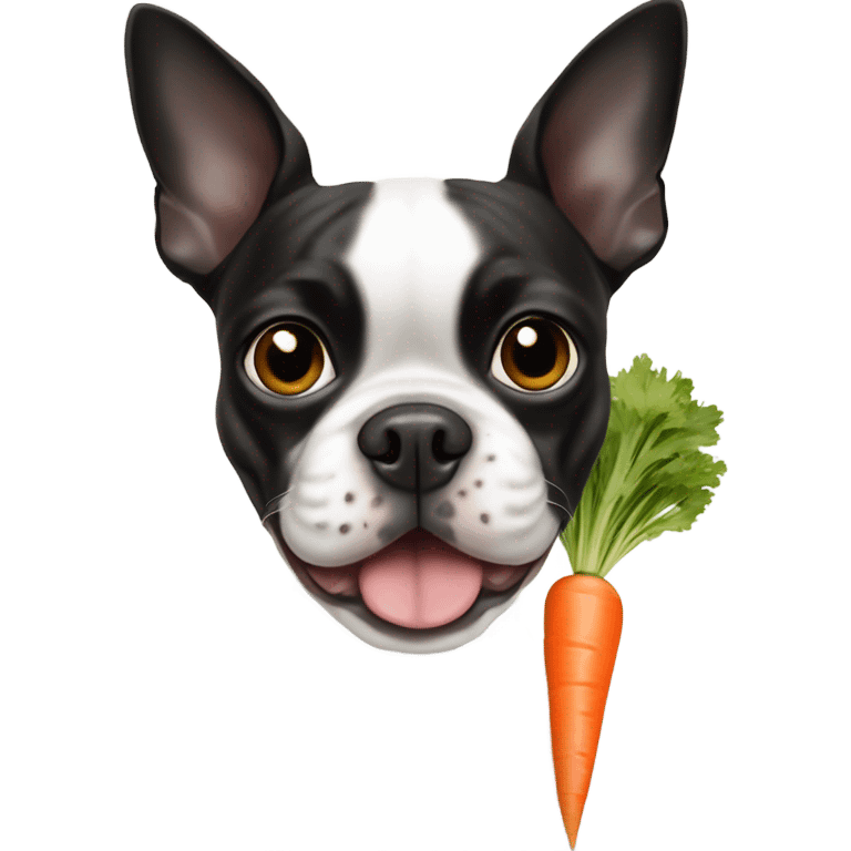 Boston terrier eating carrots emoji