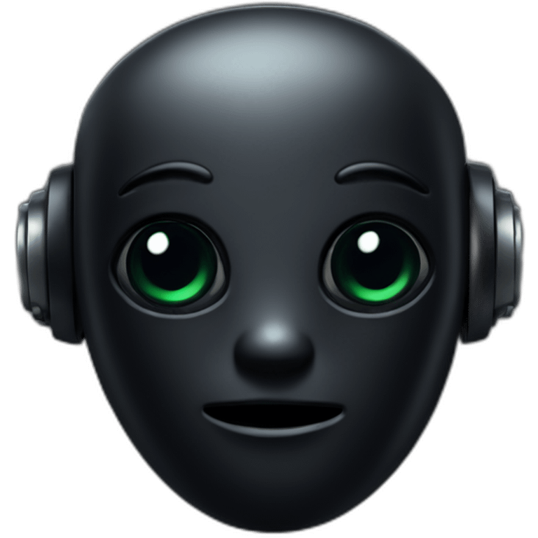 cute matte black robot face emoji