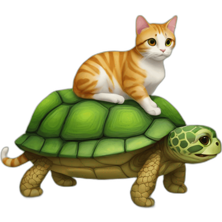 Cat on turtle  emoji