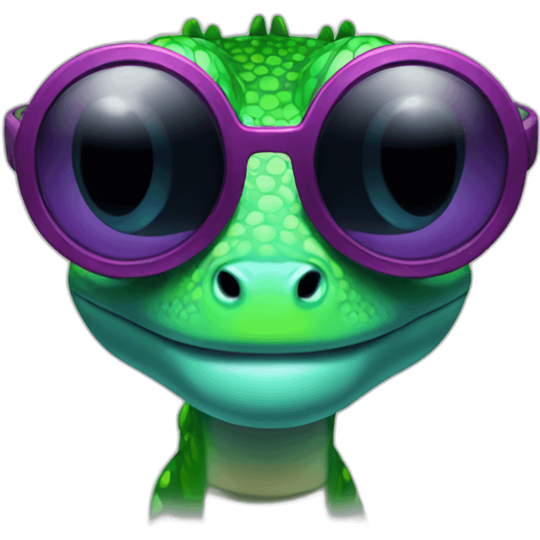 Gecko with techno shades emoji