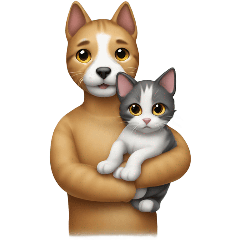 cat with dog in his hands emoji