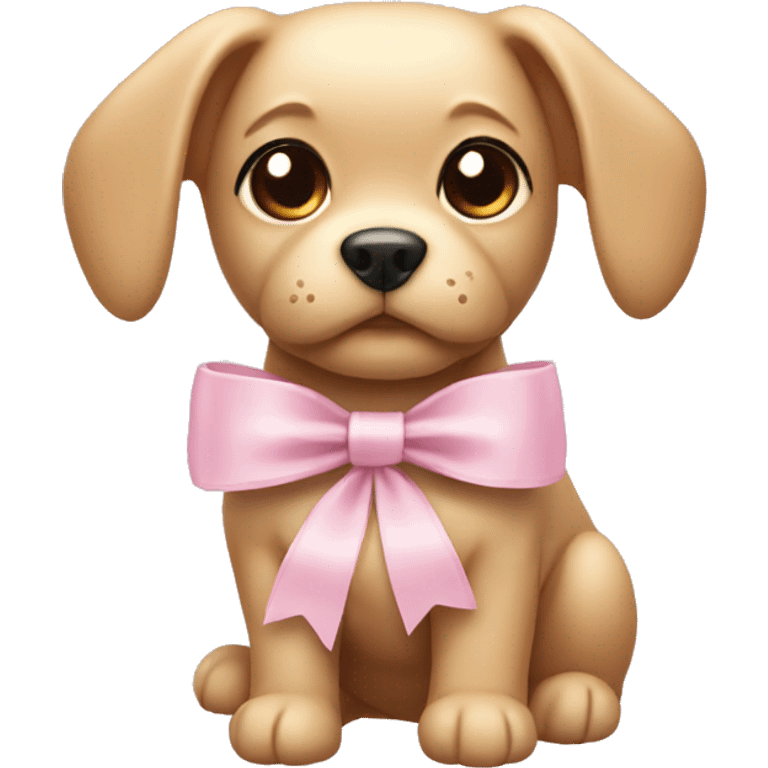 Light pink bow with a dog emoji