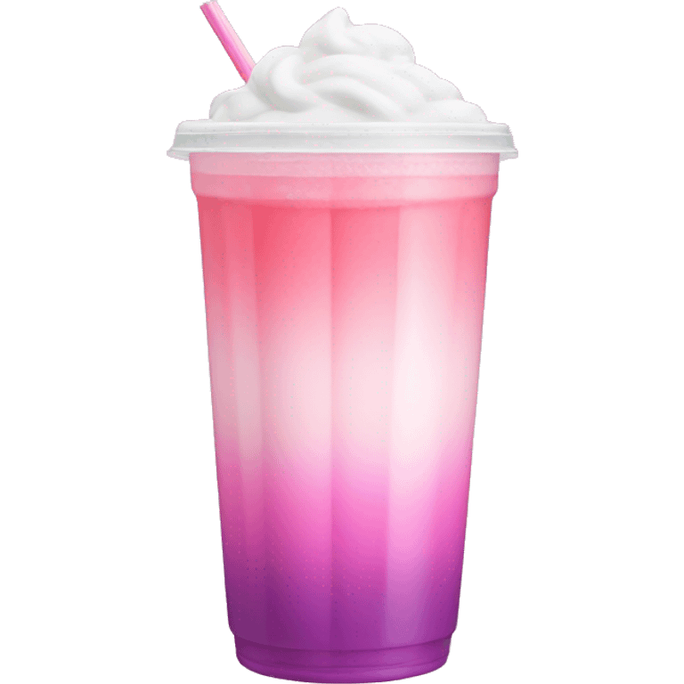 pink ombre white iced drink with a lid emoji