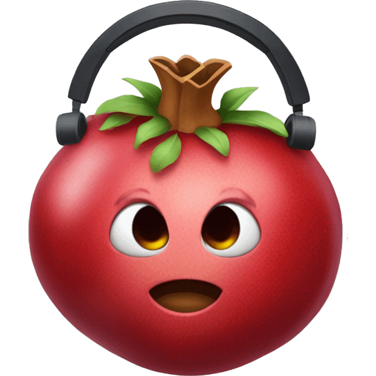 Pomegranate wearing bulky headphones emoji