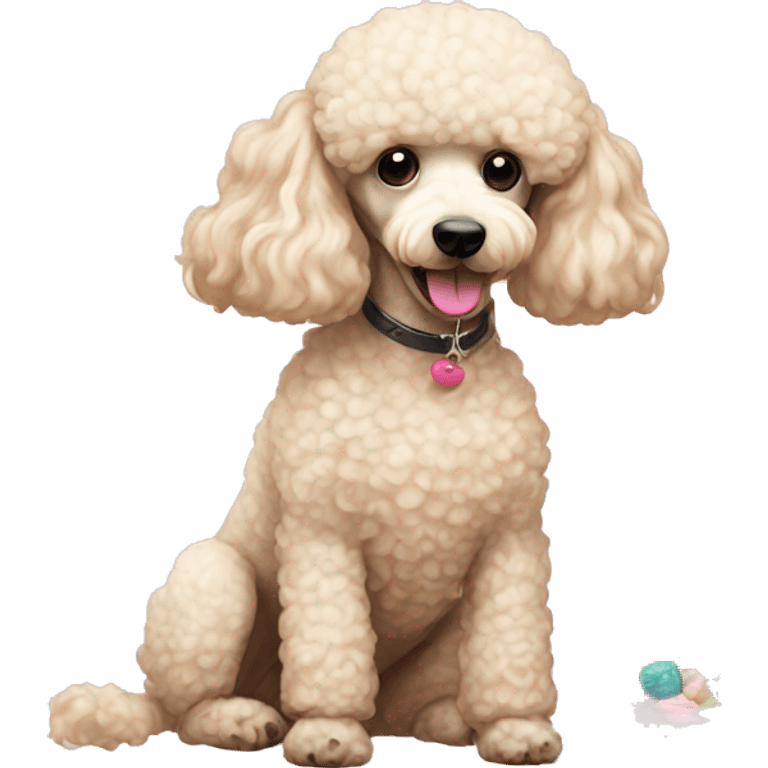 cream mini poodle eating sweets  emoji