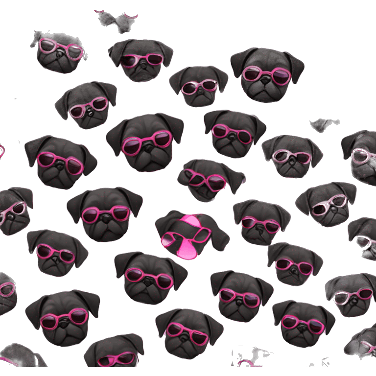 Black pug with pink sunglasses emoji