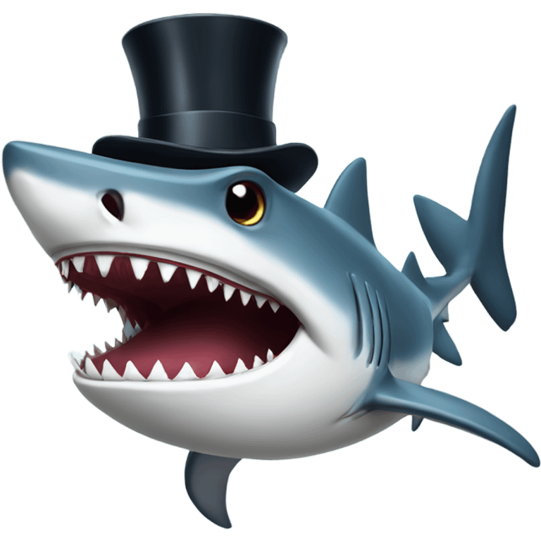 Shark with a top hat emoji