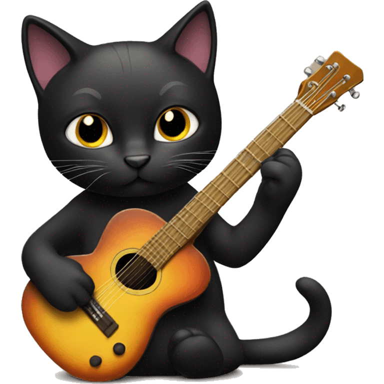 black cat playing guitar emoji