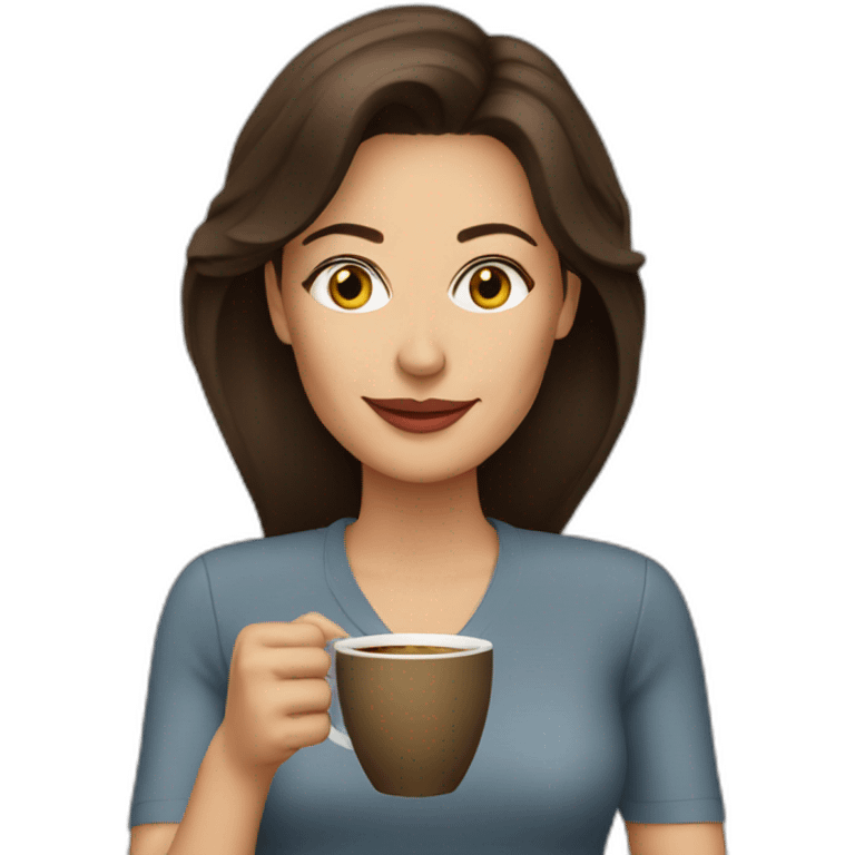 mid age brunette woman drinking coffee emoji