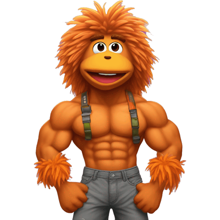 fraggle rocks hot muscle trainer sunset colored emoji