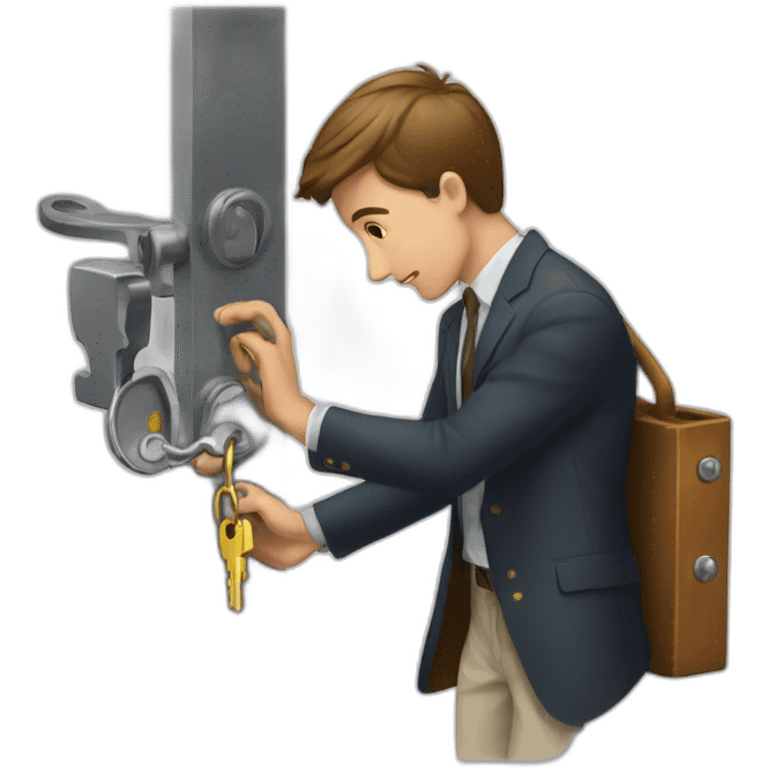 Classy young man struggling to get a key into a lock emoji