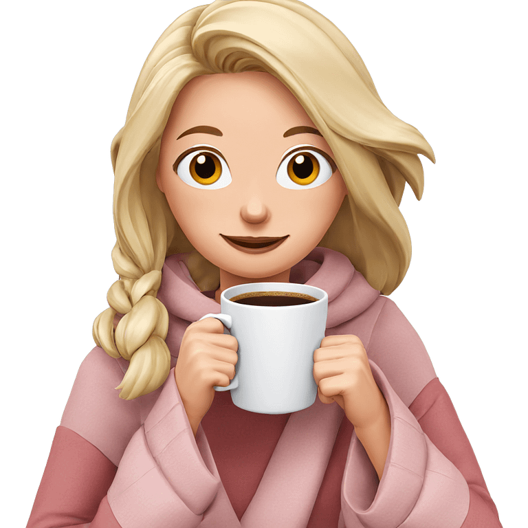 smiling girl with coffee mug emoji