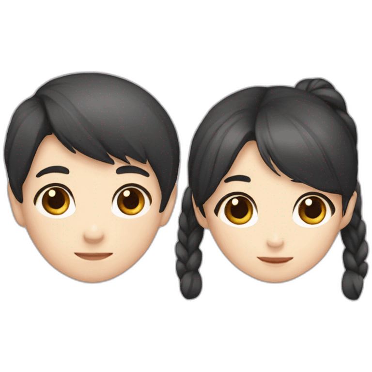 Cute Korean boy with a cute girl who has two side pony tails emoji