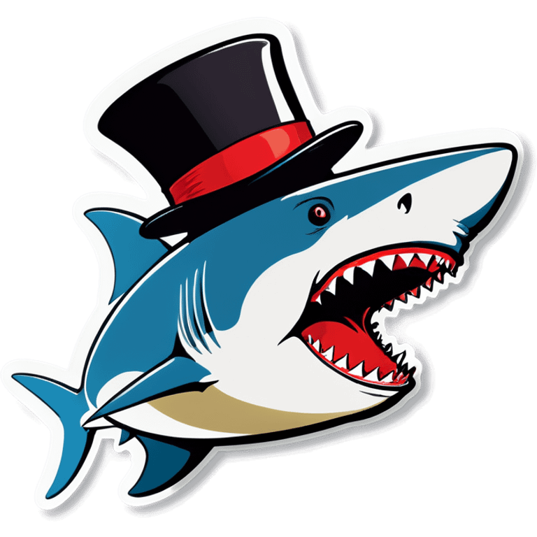 Shark with a top hat emoji